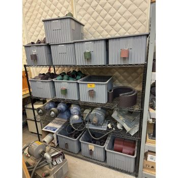 Lot of Sander/Grinders and Rolls/Wraps with Shelving Unit | Rig Fee $275
