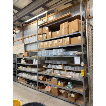 Lot of Teardrop Shelving - (2) 14' x 26" Uprights - (1) 7' x 26" Upright - (24) 8' | Rig Fee $425