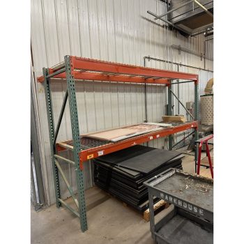 Lot of Teardrop Pallet Racking - (2) 8' x 3' Uprights - (4) 12' Crossbeams with 6" | Rig Fee $100