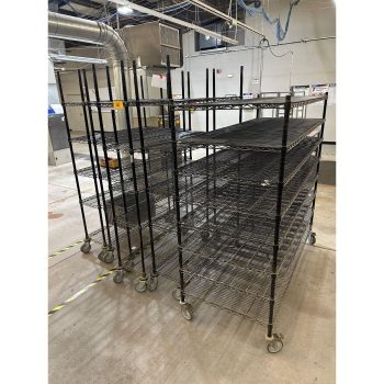 Lot of (5) Wire Shelving Units on Casters | Rig Fee $50