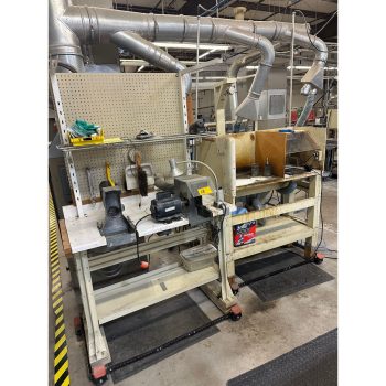 Lot of Back to Back Workstations with Grinders, Dust Collection Manifold and Conten | Rig Fee $375