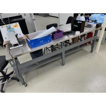 Lot of Stainless Steel Topped Table and Cubicle Shelving Unit | Rig Fee $125
