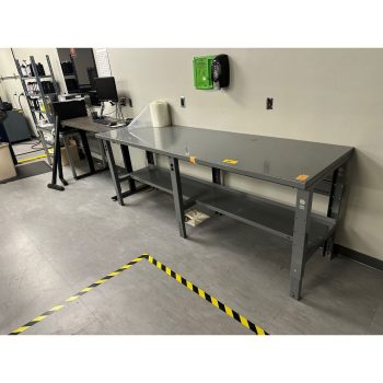 Lot of (3) Tables and (4) Shelving Units in Print Room | Rig Fee $400