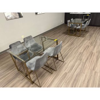 Lot of (2) 4' x 32" Glass Tables with (8) Chairs | Rig Fee $150