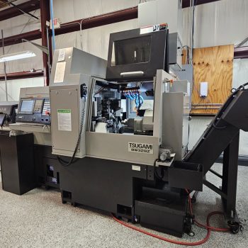 Tsugami BW329Z 9-Axis Swiss-Type CNC Automatic Lathe with bar feeder and control panel