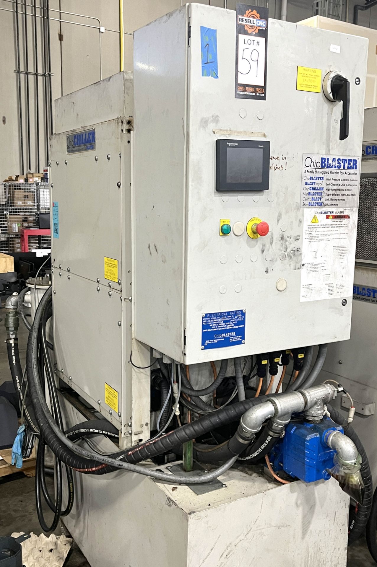 2017 ChipBlaster JV40 high pressure coolant system with Schneider Electric readout and dual filters